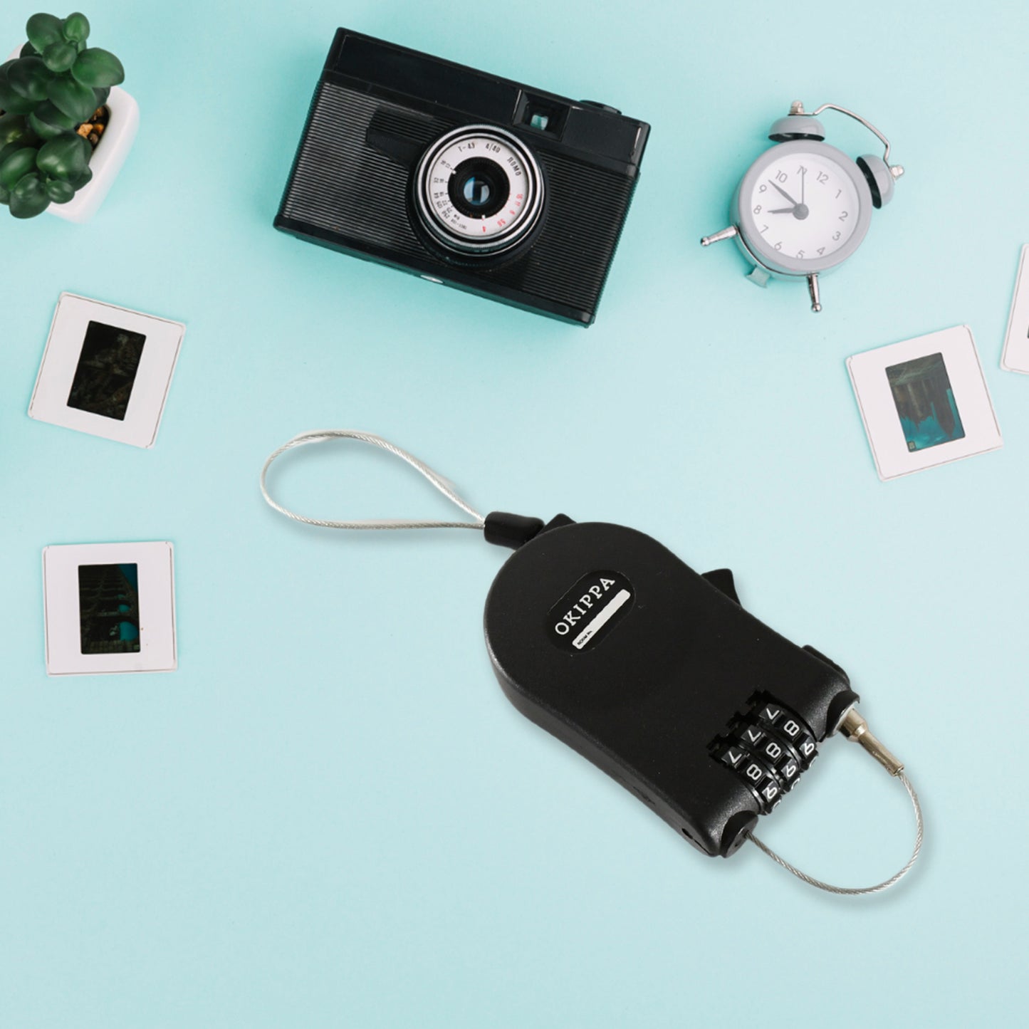 17506 Multifunctional Cable Lock With Number Code For Travel Sports Etc. Retractable Wire Lockwire Black Shell Combination Password.
