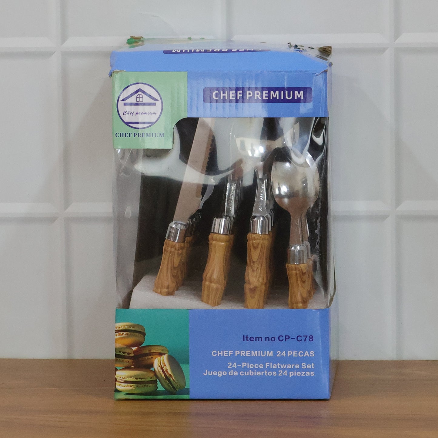 Stainless Steel Cutlery Set With Wooden Finish Handle (24 Pc Set)