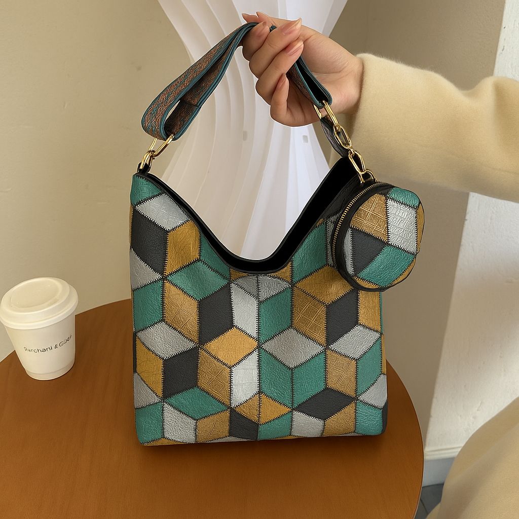 Premium 2-Piece Combo: Imported Multi-Color Tote Bag Set – High-Quality PU Leather