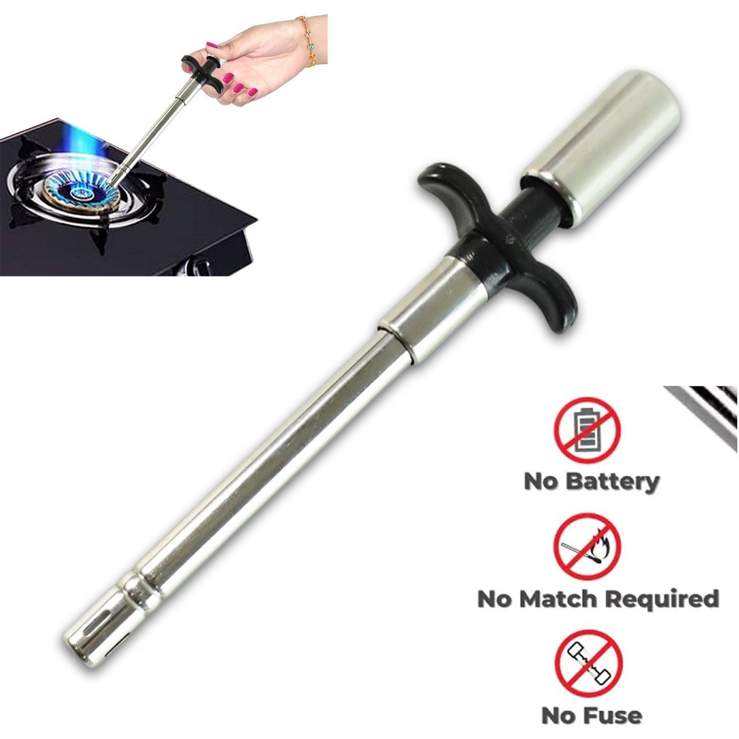 Apex Stainless Steel Kitchen Gas Stove Lighter - (1 Pc)
