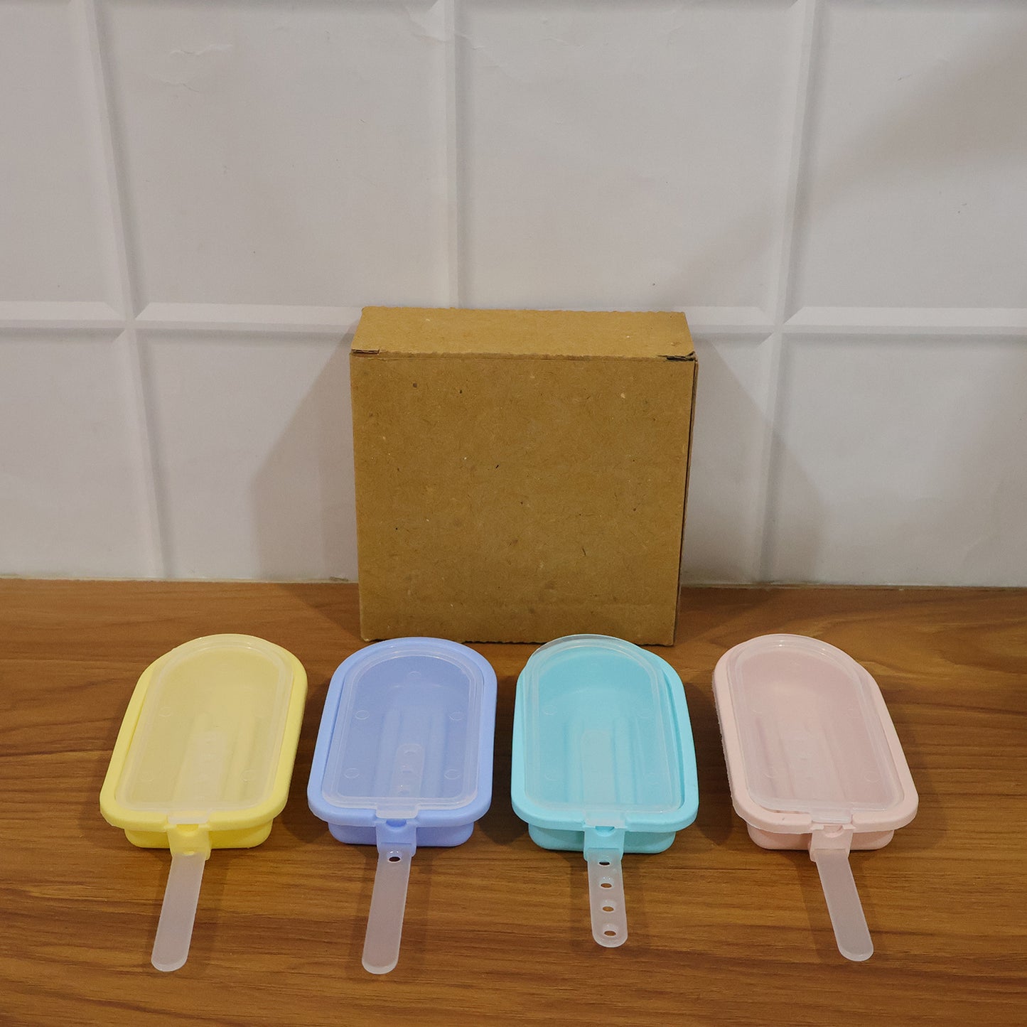 Premium Silicone Ice Cream Popsicle Mold Set 4 Pc