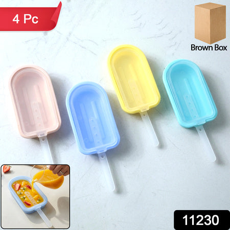 Premium Silicone Ice Cream Popsicle Mold Set 4 Pc