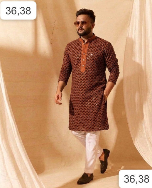 SWASTIK Men’s Designer Reyon Kurta Pajama Set (AK47) | Stylish Ethnic Wear Kurta for Men | Wedding, Festive & Party Wear (M-XXL)