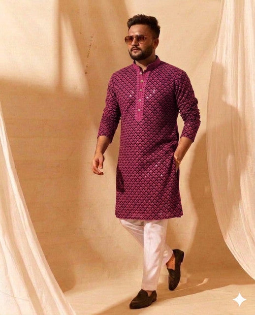 SWASTIK Men’s Designer Reyon Kurta Pajama Set (AK47) | Stylish Ethnic Wear Kurta for Men | Wedding, Festive & Party Wear (M-XXL)