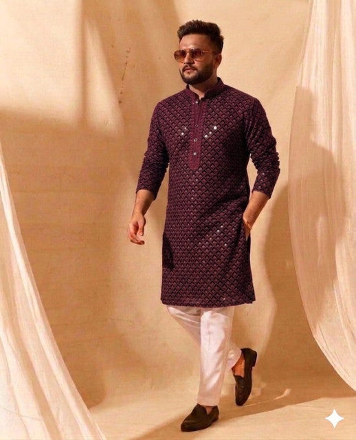 SWASTIK Men’s Designer Reyon Kurta Pajama Set (AK47) | Stylish Ethnic Wear Kurta for Men | Wedding, Festive & Party Wear (M-XXL)