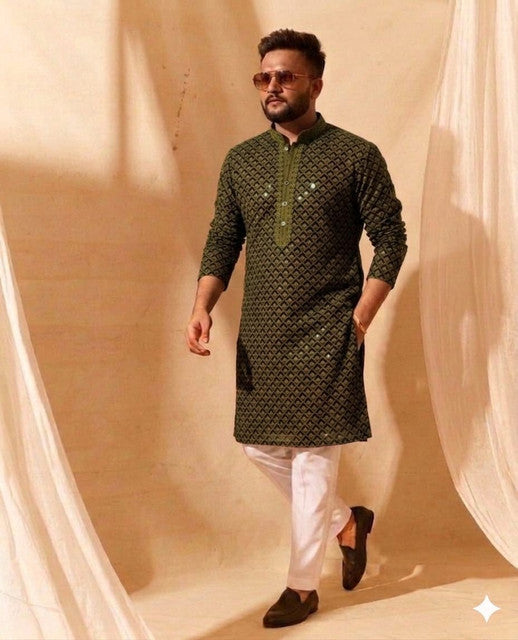 SWASTIK Men’s Designer Reyon Kurta Pajama Set (AK47) | Stylish Ethnic Wear Kurta for Men | Wedding, Festive & Party Wear (M-XXL)