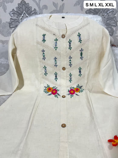 Shivam Hub Women's Pure Khadi Cotton Short Top with Cotton Lining – Ivory Multicolor Printed Casual & Ethnic Wear