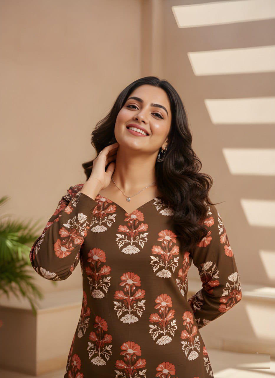 Women Cotton Short Top for Women with Cotton Lining, Pink & Green Printed Ethnic Casual Wear Top, Comfortable Kurti Style Short Top for Daily Wear, Office Wear & Festive Wear