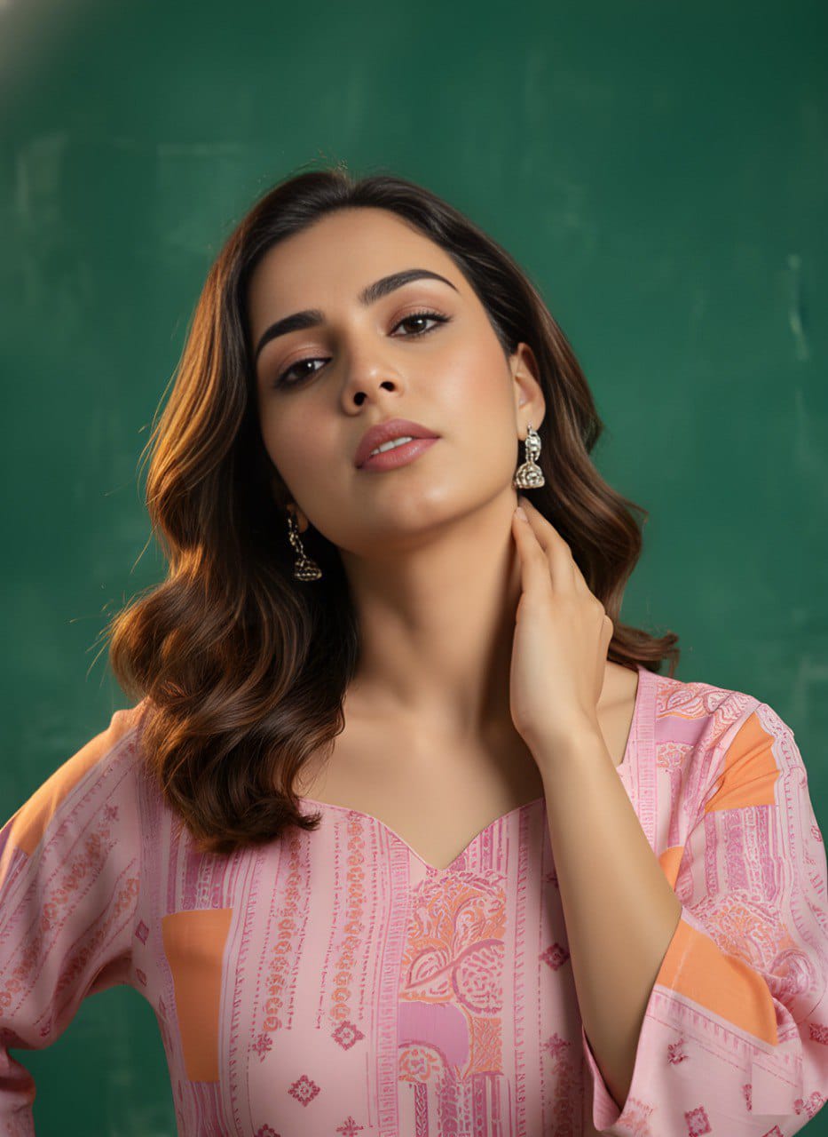 Women Cotton Short Top for Women with Cotton Lining, Pink & Green Printed Ethnic Casual Wear Top, Comfortable Kurti Style Short Top for Daily Wear, Office Wear & Festive Wear