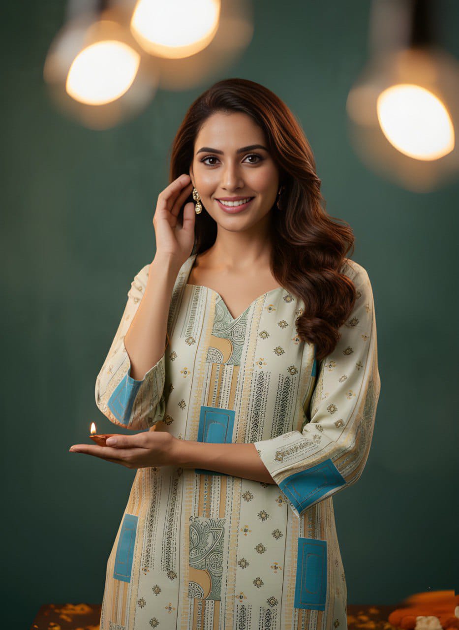 Women Cotton Short Top for Women with Cotton Lining, Pink & Green Printed Ethnic Casual Wear Top, Comfortable Kurti Style Short Top for Daily Wear, Office Wear & Festive Wear