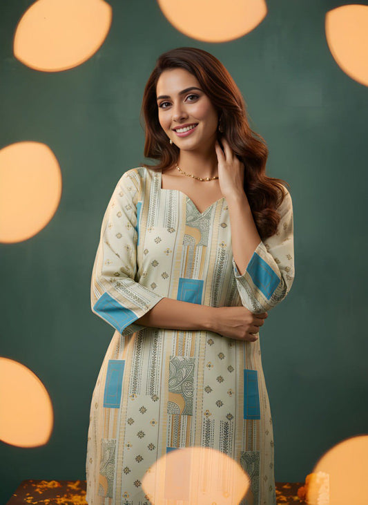 Women Cotton Short Top for Women with Cotton Lining, Pink & Green Printed Ethnic Casual Wear Top, Comfortable Kurti Style Short Top for Daily Wear, Office Wear & Festive Wear