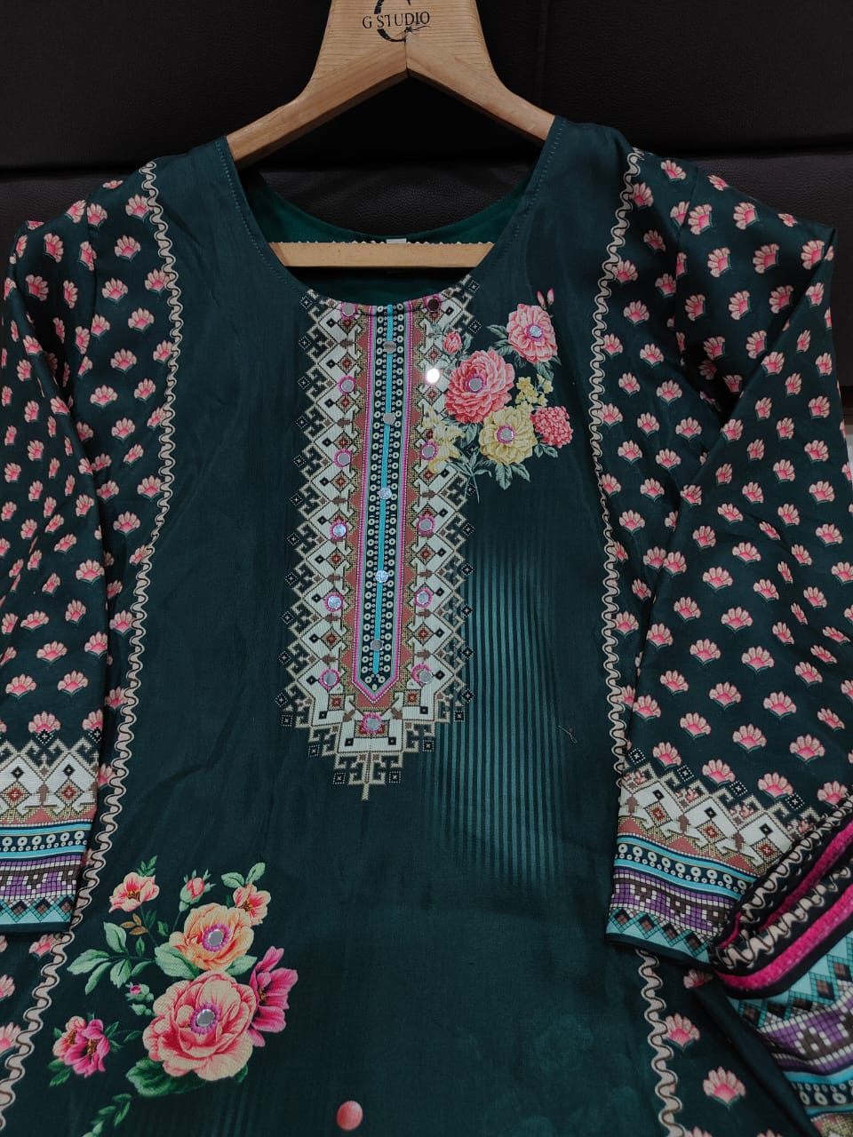 Women Muslin Co-ord Set with Hand Mirror Work, Digital Print Kurta Pant Set, Fully Stitched Ready to Wear Ethnic Co-ord Set for Women, Casual Party & Festive Wear, Size M to 10XL