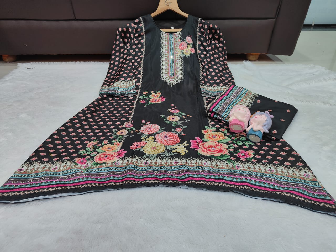 Women Muslin Co-ord Set with Hand Mirror Work, Digital Print Kurta Pant Set, Fully Stitched Ready to Wear Ethnic Co-ord Set for Women, Casual Party & Festive Wear, Size M to 10XL