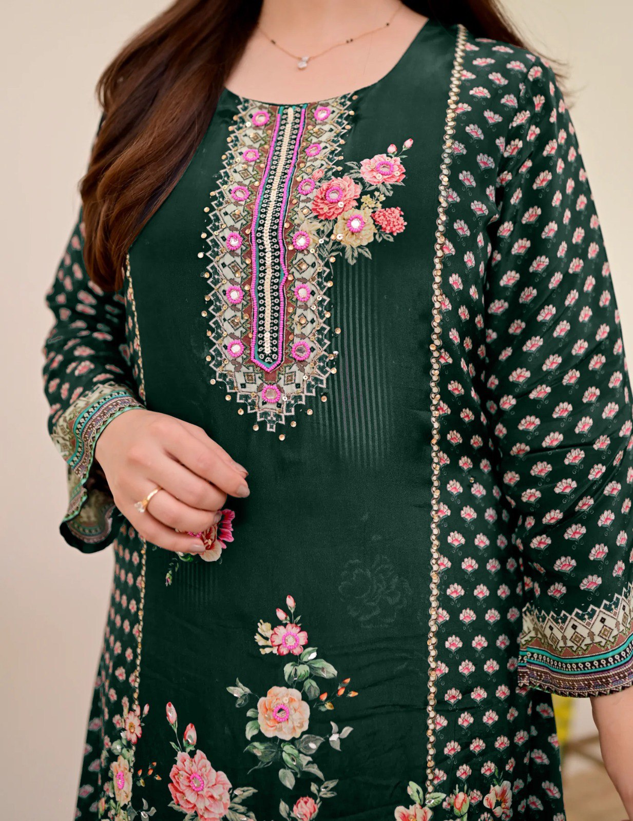 Women Muslin Co-ord Set with Hand Mirror Work, Digital Print Kurta Pant Set, Fully Stitched Ready to Wear Ethnic Co-ord Set for Women, Casual Party & Festive Wear, Size M to 10XL
