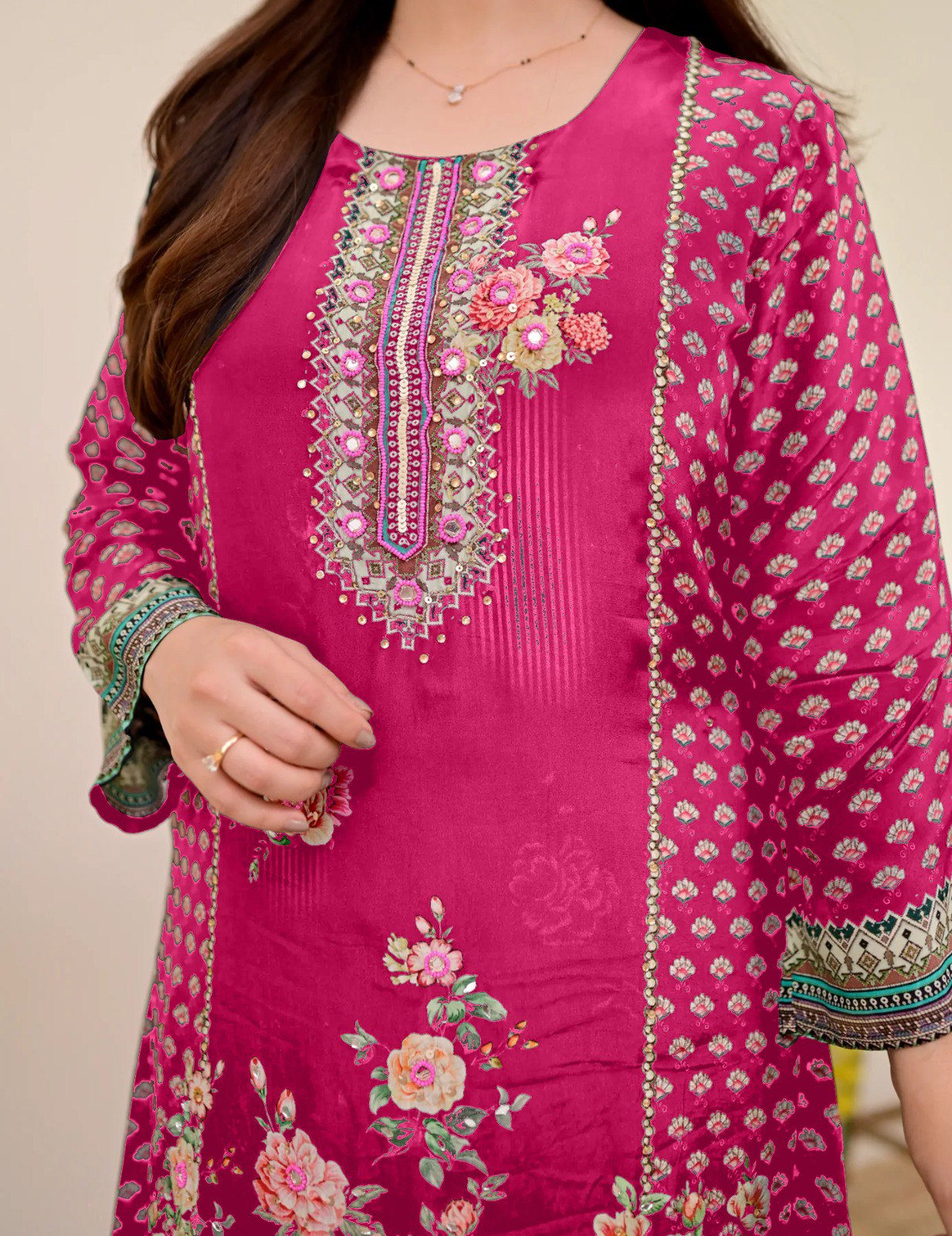 Women Muslin Co-ord Set with Hand Mirror Work, Digital Print Kurta Pant Set, Fully Stitched Ready to Wear Ethnic Co-ord Set for Women, Casual Party & Festive Wear, Size M to 10XL