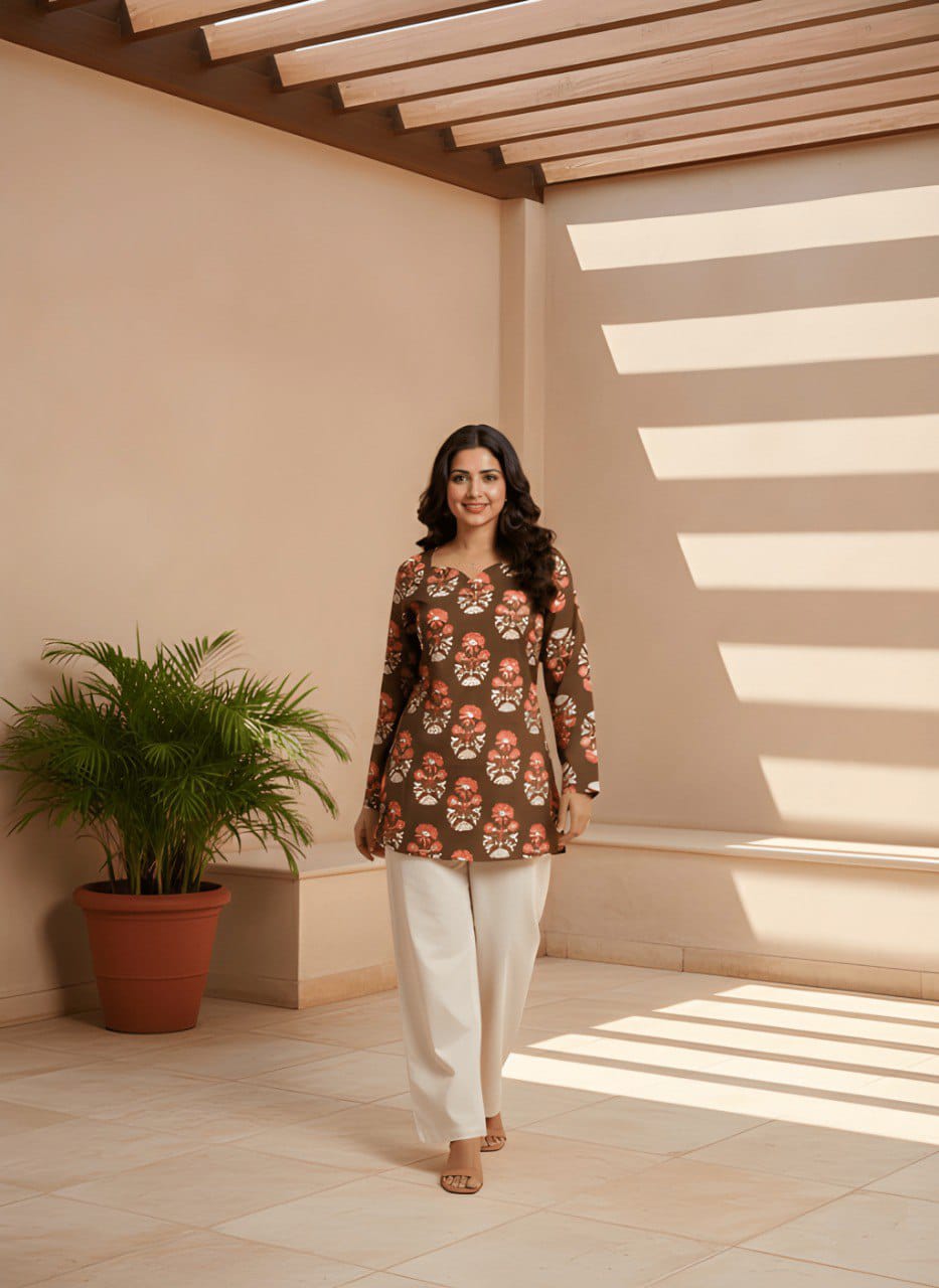 Women’s Rayon Cotton Co-ord Set with Foil Print Work | Stitched Top & Palazzo Set | Casual & Festive Wear | Red & Black