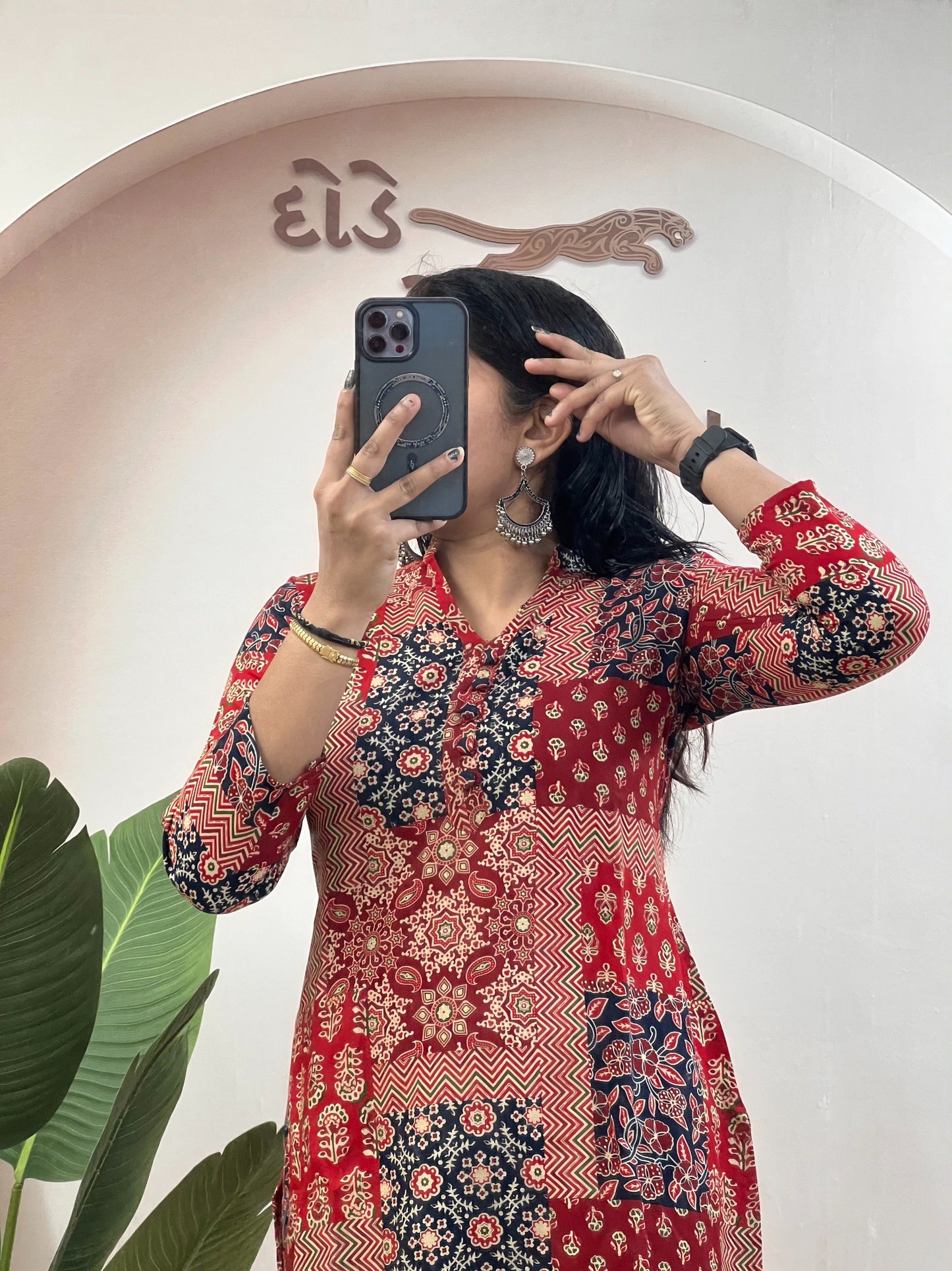 Women’s Rayon Cotton Co-ord Set with Foil Print Work | Stitched Top & Palazzo Set | Casual & Festive Wear | Red & Black