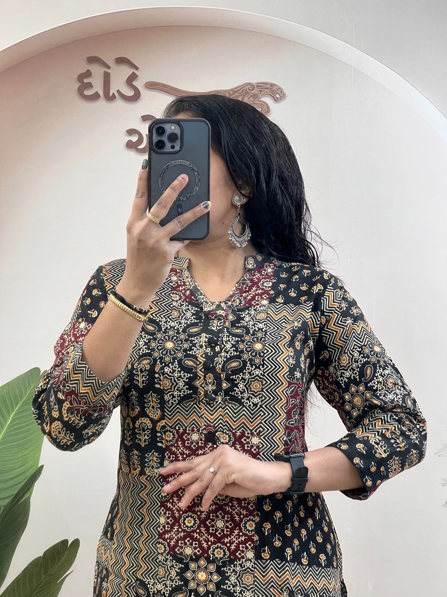 Women’s Rayon Cotton Co-ord Set with Foil Print Work | Stitched Top & Palazzo Set | Casual & Festive Wear | Red & Black