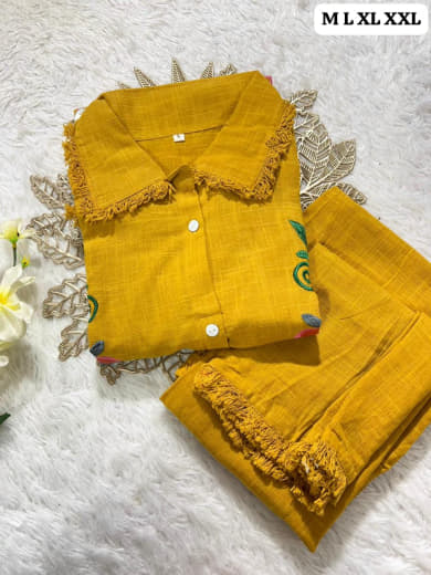 Shivam Hub Women's Cotton Flax Embroidered Co-ord Set – Fully Stitched Premium Ethnic Wear