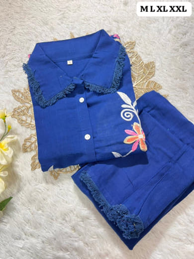 Shivam Hub Women's Cotton Flax Embroidered Co-ord Set – Fully Stitched Premium Ethnic Wear
