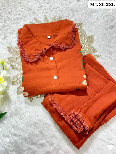Shivam Hub Women's Cotton Flax Embroidered Co-ord Set – Fully Stitched Premium Ethnic Wear