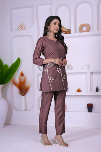 Shivam Hub Women's Soft Viscose Embroidered Co-ord Set – Fully Stitched Premium Ethnic Wear