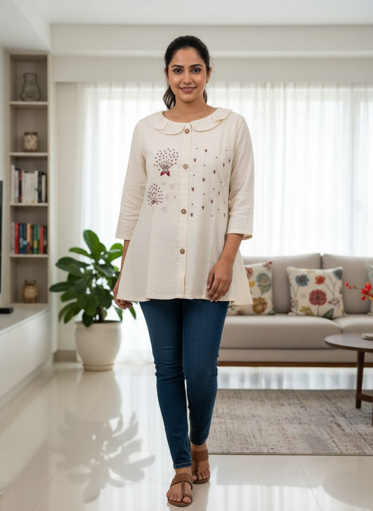 Shivam Hub Women's Pure Khadi Cotton Short Top with Cotton Lining – Premium Casual & Ethnic Wear
