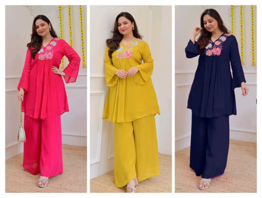 Shivam Hub Women's Embroidered Co-ord Set – Fully Stitched Premium Ethnic Wear (Style 2)