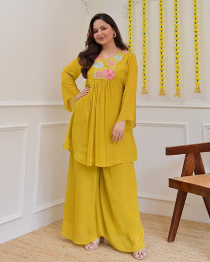 Shivam Hub Women's Embroidered Co-ord Set – Fully Stitched Premium Ethnic Wear (Style 2)