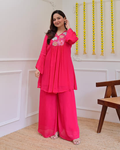 Shivam Hub Women's Embroidered Co-ord Set – Fully Stitched Premium Ethnic Wear (Style 2)
