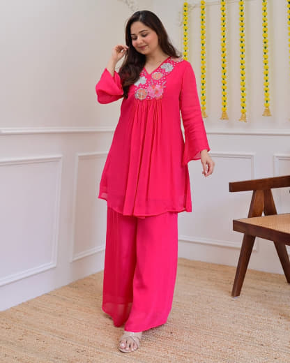 Shivam Hub Women's Embroidered Co-ord Set – Fully Stitched Premium Ethnic Wear (Style 2)