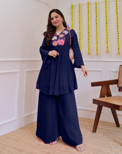 Shivam Hub Women's Embroidered Co-ord Set – Fully Stitched Premium Ethnic Wear (Style 2)
