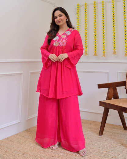 Shivam Hub Women's Embroidered Co-ord Set – Fully Stitched Premium Ethnic Wear (Style 2)