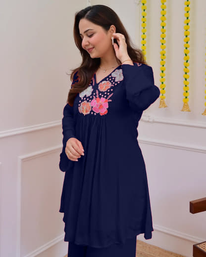Shivam Hub Women's Embroidered Co-ord Set – Fully Stitched Premium Ethnic Wear (Style 2)
