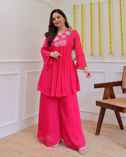 Shivam Hub Women's Embroidered Co-ord Set – Fully Stitched Premium Ethnic Wear (Style 2)