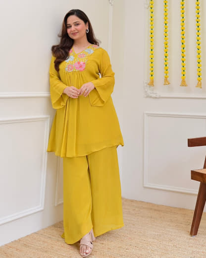 Shivam Hub Women's Embroidered Co-ord Set – Fully Stitched Premium Ethnic Wear (Style 2)