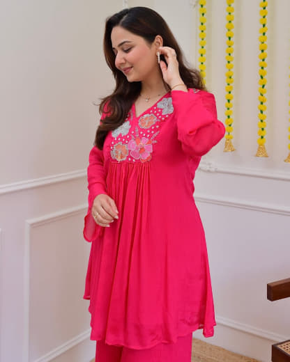 Shivam Hub Women's Embroidered Co-ord Set – Fully Stitched Premium Ethnic Wear (Style 2)
