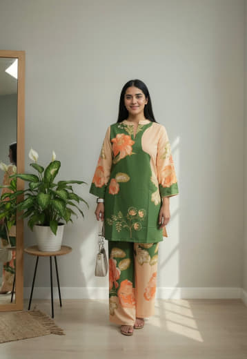 Shivam Hub Women's Japanese Crepe Patch Work Co-ord Set – Fully Stitched Ethnic Wear (Style 2)