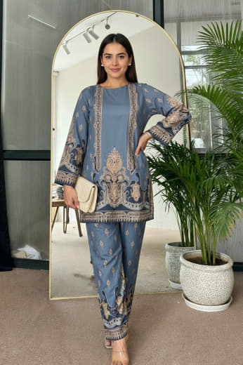 Shivam Hub Women's Japanese Crepe Patch Work Co-ord Set – Fully Stitched Ethnic Wear (Style 2)