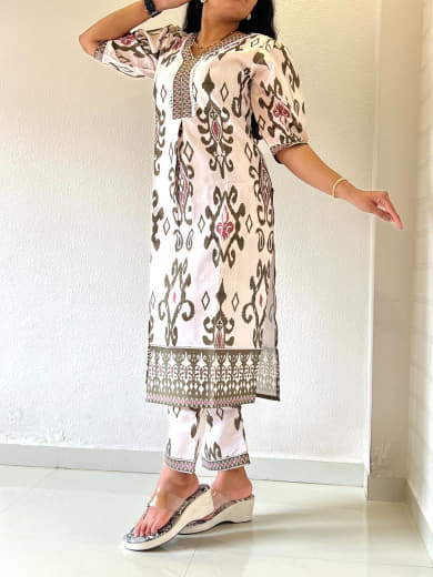 Shivam Hub Women's Heavy Embroidered Co-ord Set – Wine & Green – Fully Stitched Ethnic Wear