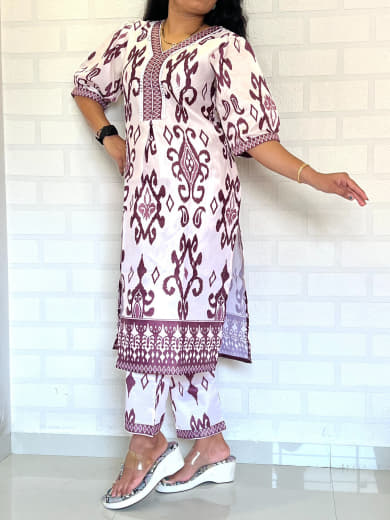 Shivam Hub Women's Heavy Embroidered Co-ord Set – Wine & Green – Fully Stitched Ethnic Wear