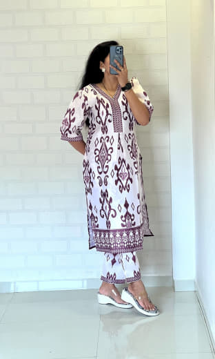 Shivam Hub Women's Heavy Embroidered Co-ord Set – Wine & Green – Fully Stitched Ethnic Wear