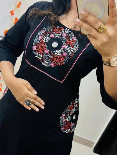 Women Pure Heavy Dhabu Cotton Top with Palazzo Set | Embroidery & Mirror Work | Plus Size Ethnic Wear