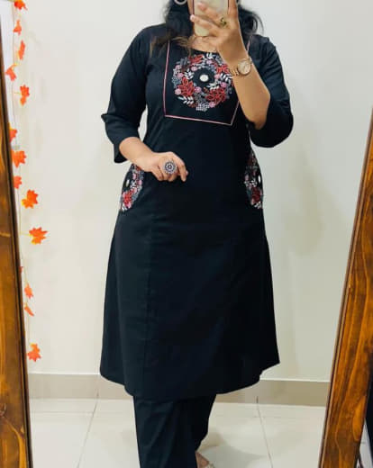 Women Pure Heavy Dhabu Cotton Top with Palazzo Set | Embroidery & Mirror Work | Plus Size Ethnic Wear