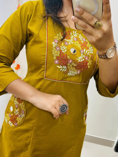 Women Pure Heavy Dhabu Cotton Top with Palazzo Set | Embroidery & Mirror Work | Plus Size Ethnic Wear