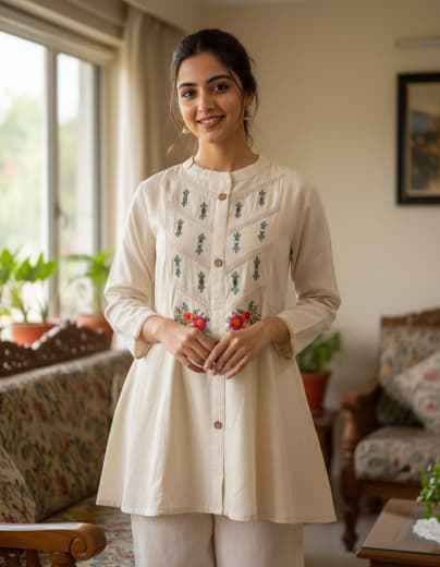Shivam Hub Women's Pure Khadi Cotton Short Top with Cotton Lining – Premium Casual & Ethnic Wear