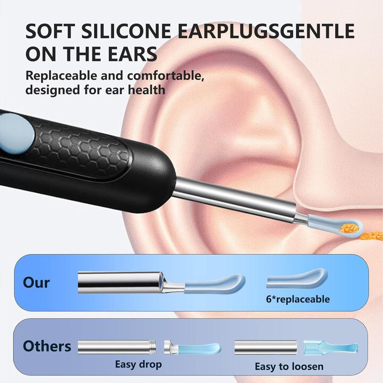 Ear Wax Removal, Ear Cleaner with Camera, Ear Wax Removal Kit with 1080P, Ear Camera Otoscope with Light, Ear Cleaning Kit for Android & ios
