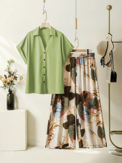 Women Rayon Top with Stretchable Lycra Palazzo Set | Digital Print Top & Palazzo with Pockets | Casual Wear