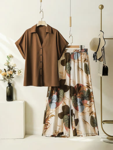 Women Rayon Top with Stretchable Lycra Palazzo Set | Digital Print Top & Palazzo with Pockets | Casual Wear