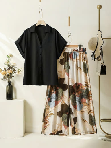 Women Rayon Top with Stretchable Lycra Palazzo Set | Digital Print Top & Palazzo with Pockets | Casual Wear
